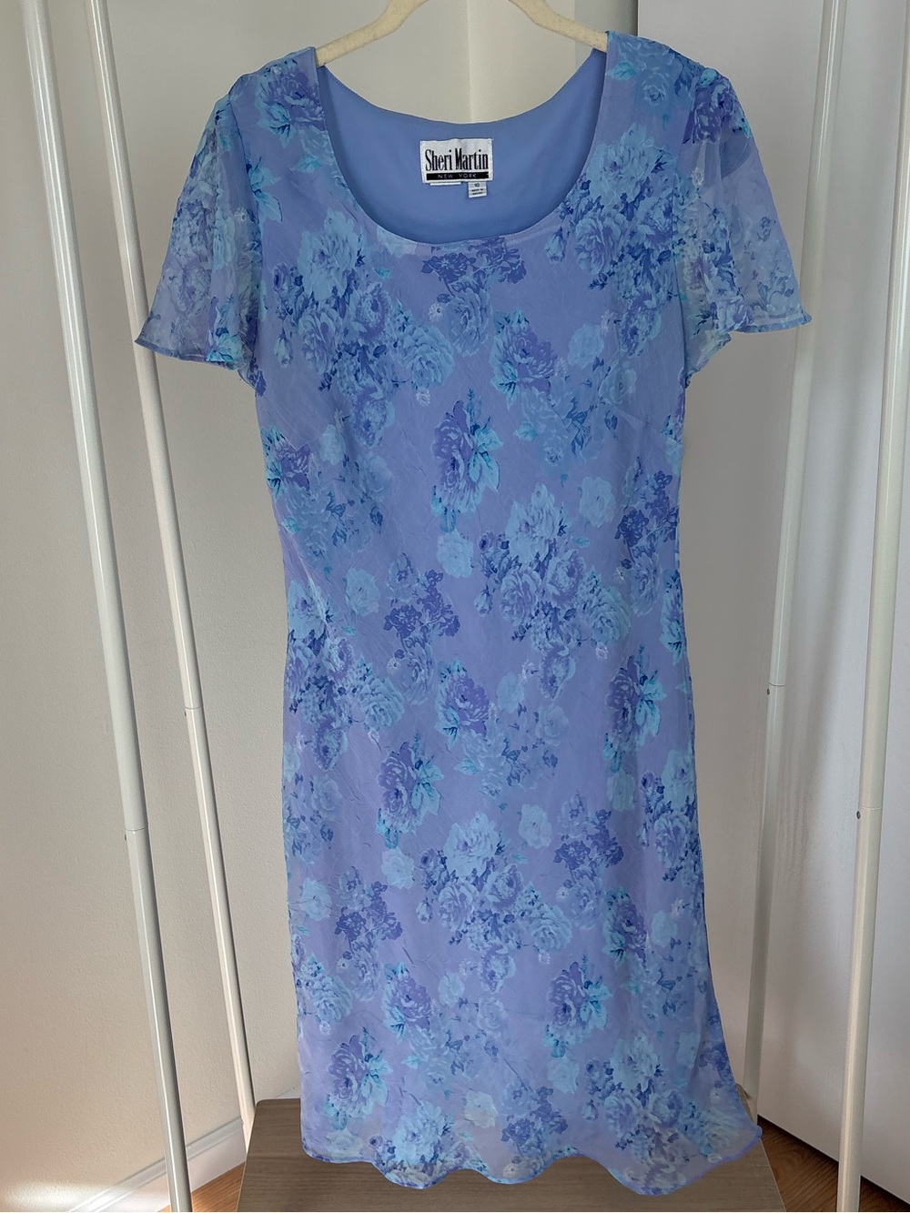 Vintage Sheri Martin Periwinkle Floral Short Sleeve Dress